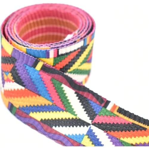 1.5 Inch Striped Webbing Double sided Webbing Colorful Diamond Pattern Ribbon Webbing Fabric belt Canvas Dog Collar webbing