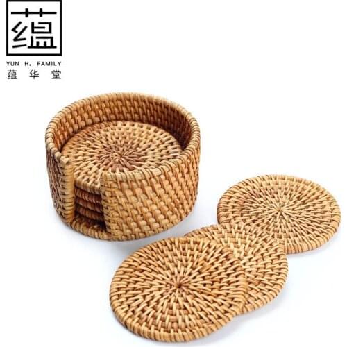Handmade Vietnamese rattan coaster pot mat insulation pot pot bearing pot holder tea coaster