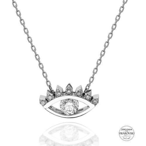 Silver 925 Sterling Swarovski Zirconia Cubic Zirconia Eye Necklace