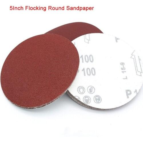 5Inch 125mm 80-1000 Grit Flocking Round Sandpaper Disk Polishing Sheet Disc Hook And Loop Sanding Paper