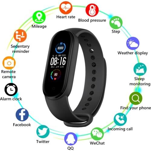 M5 Fitness Smart Watch Band Sport Activity Blood Pressure Fitness Tracker Heart Rate Monitor Bracelet For Android iOS Wristband