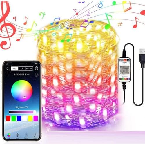 USB LED String Light Bluetooth App Control String Lights Lamp Waterproof Outdoor Fairy Lights for Christmas Tree Decoration