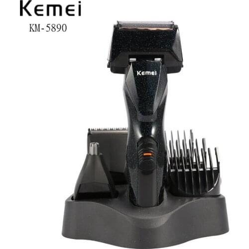 Kemei 3-in-1 Electric shaver multi-function razor Rechargeable hair clipper nose hair trimmer mens facial cleaning kit