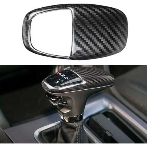 Carbon Fiber Gear Shift Knob Cover Car Sticker Trim Decoration For Challenger Charger 2015 2016 2017 2018 2019 2020 Black