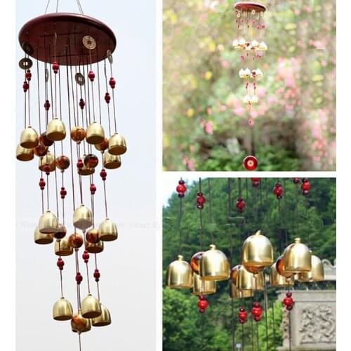 Wind Chime Antique Copper Yard Garden Outdoor Living Decoration Metal Wind Chimes Outdoor Chinese Oriental Lucky Metal Wind Bell
