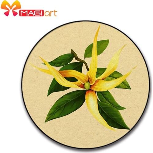 Cross stitch kits Embroidery needlework sets 11CT water soluble canvas patterns 14CT Floral style Yellow orchid-NCMF222