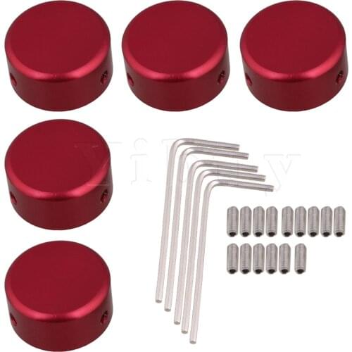 Yibuy 5x Red Aluminum Alloy Protection Caps for Guitar Effects Parts 23x11mm