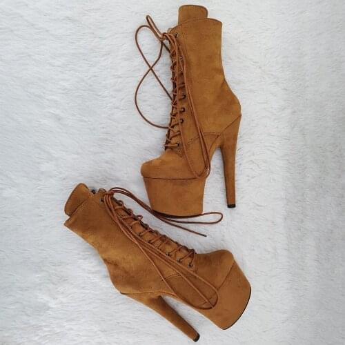 Leecabe 17CM/7inches ankle boots suede upper fashion platform party shoes Pole Dance boot