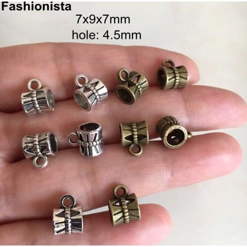 100 Metal Bails Beads Hanger - Charms Pendant Dangle Holders - 10*18.5 With 4.5mm Hole,Antique Bronze / Antique Silver