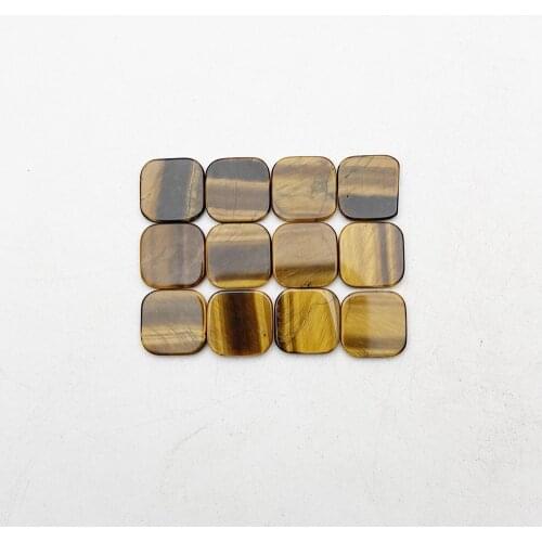 Fashion tiger eye Double flat bottom square cabochon for jewelry making 14MM 12PCS Ring necklace patch Necklace Accessories