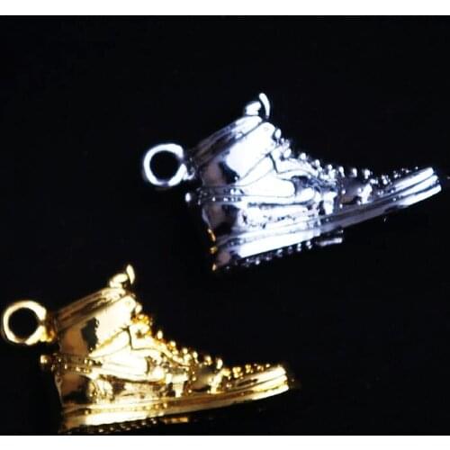 4pcs Street Hip Hop Harajuku Style 3D Running Shoes Pendant DIY Charms Necklace Sweater Chain Jewelry Crafts Metal Accessories