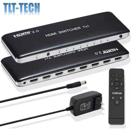 4K 60Hz HDMI 2.0 Switch 7x1 Switcher Audio Video Converter 7 in 1 out 3D for PS3 PS4 Computer PC DVD HD Players TV STB TO HDTV