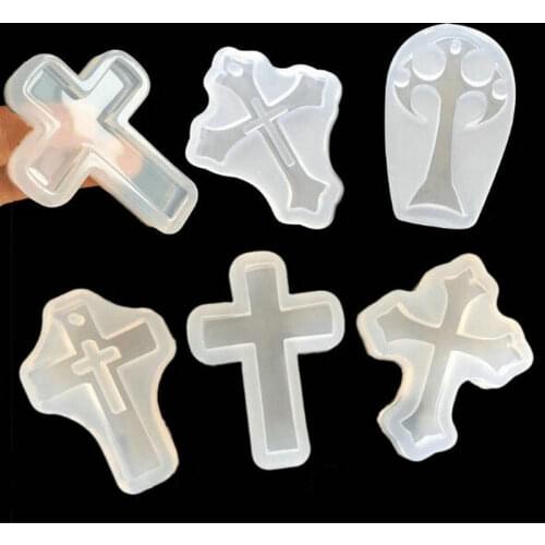 5pcs Cool Cross Silicone Mold for Ultraviolet Cured UV Resin Craft Accessories pendant jewelry Mould DIY Halloween Decoration