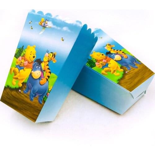 6pcs Winnie Bear Popcorn Box Happy Birthday Party Supplies Festival Decoration Event Party Favor Gender Reveal Decor