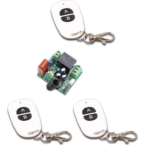 AB Key Mini Size 220V 1CH 1CH 10A Wireless Remote Control Switch Relay Receiver+3X Waterproof Transmitter 315/433.92 MHZ Toggle