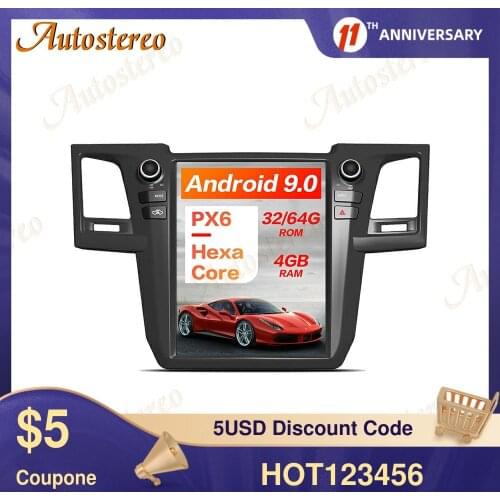 Android 9.0 4G LTE Tesla Style Screen Car GPS Navigation For Toyota Hilux 2007-2015 Stereo Headunit Multimedia Player Auto Radio