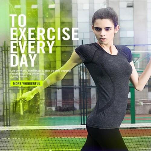 Free Shipping WomenYoga Sports Short Sleeves T Shirt Hygroscopic For Running Women Top Clothes Jogging Tees High Quality