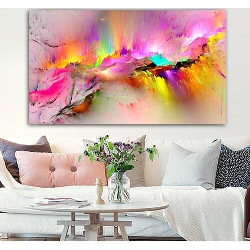 Larger Size Morden Cloud Canvas Art Colorful Abstract Oil Painting Wall Pictures For Living Room Home Decor No Frame