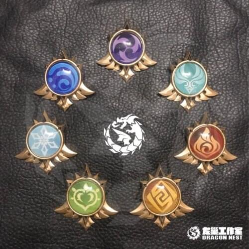 Game Genshin Impact Elemental Glowing Weapon Gods Eye Cosplay Unisex Cartoon Button Brooch Badge Pins Collection Souvenir Gifts