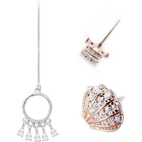 925 Sterling Silver Pin Long Dreamnet Crown Asymmetric Shell Starfish and Other Exquisite Fashion Earrings