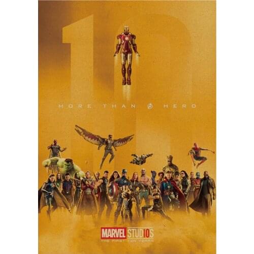 Marvel Figures Toys The Avengers 4 Endgame Iron Man Captain America Spiderman Vintage Kraft Paper Home Decor Kids Toys