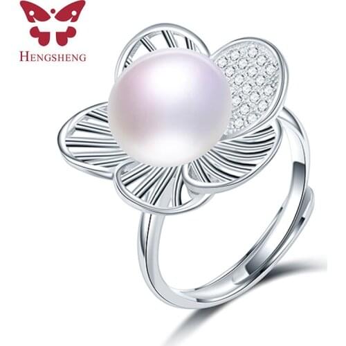 Fine Jewelry 10mm Genuine Natural Pearl Ring, 925 Sterling Silver Rings for Women Wedding Ring Wedding Rings Silver 925 Jewelry