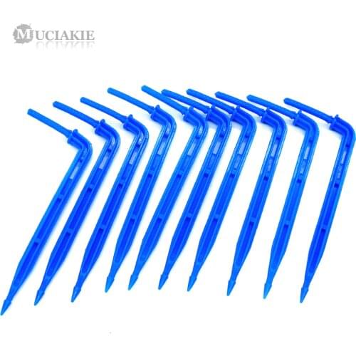 MUCIAKIE 100pcs Blue Bending Arrow Drippers for 3/5mm Garden Water Hose Watering Irrigation Components for Drip irrigation