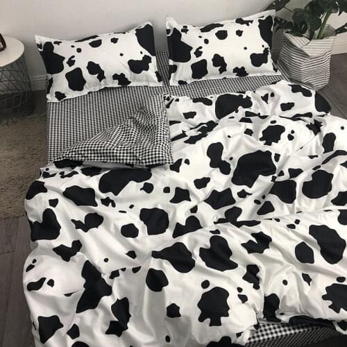 Black and White Cow Striped Four-Piece Set 1.5M 1.8M 2.0M Bedding Single Student Dormitory Three-Piece Set 001