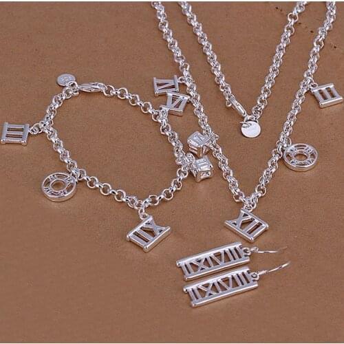 S115 jewelry silver plated jewelry set, fashion jewelry set Hollow Roman Earrings Three-Piece S115 /akcajbja gagaorna