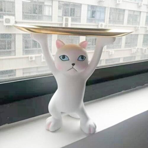 8.3*9.1inch Korean Cartoon Cat Storage Tray Table Key Accessories for Home Furnishings Home Decoration Accessories