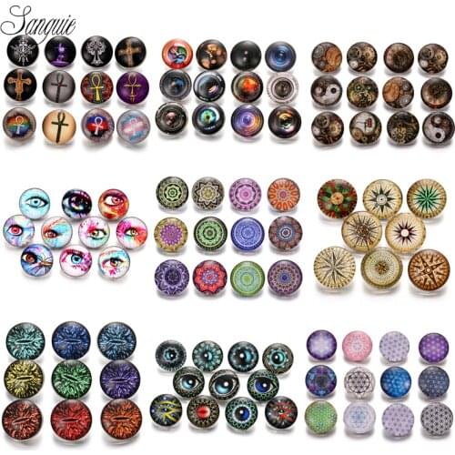 Mix crucifix 18mm glass snap button ginger eye Fit 925 Bracelet necklace snap jewelry 10pcs/lot