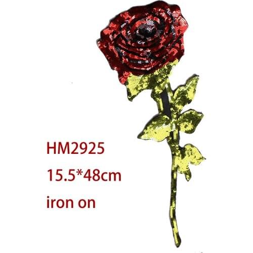 Fashion Shining Rose Flowers Sequins icon embroidery Applique Patches For kawaii clothes DIY Iron on Badges on a backpack