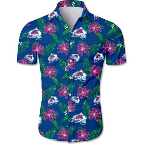 Colorado mens casual hawaiian shirts Purple flower white wave print 3D Avalanche tops