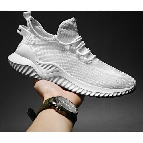 New men sneaker shoes light casual breathable comfortable mesh white large size walking sports solid color black 47 running shoe