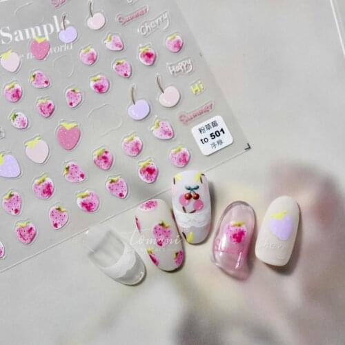 1 Pc 3D Pink Peach Apple Cherry Nail stickers Manicure tools Summer Youth Girl Japanese Adhesive Water Slide Decals Nail Art