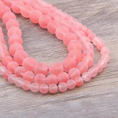 Natural Matte Watermelon tourmaline Beads Agates Wholesale Round Frosted Loose Red Beads for Jewelry Making DIY Necklace 15"