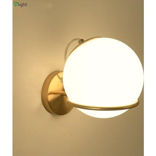 Nordic Glass Ball Led Wall Light Gold Metal Bedroom Led Wall Lights Corridor Led Wall Lamp Living Room Led Wall Sconce Fixtures