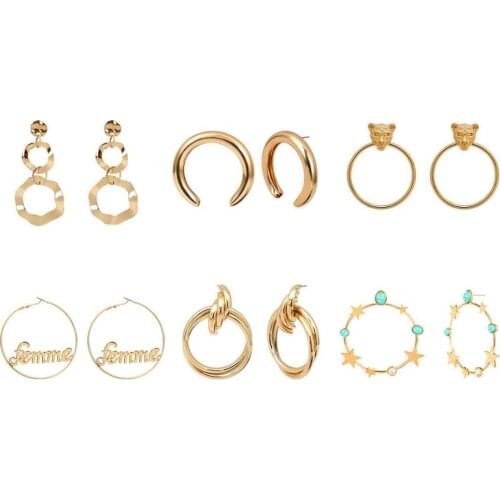 Solid color large circle earrings womens gold geometric jewelry wholesale