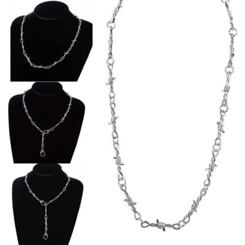 Punk Style Thorns Choker Necklace Chain Streetwear Barbed Wire Brambles Flame Pendant Necklace Jewelry Can Be Trousers Chain