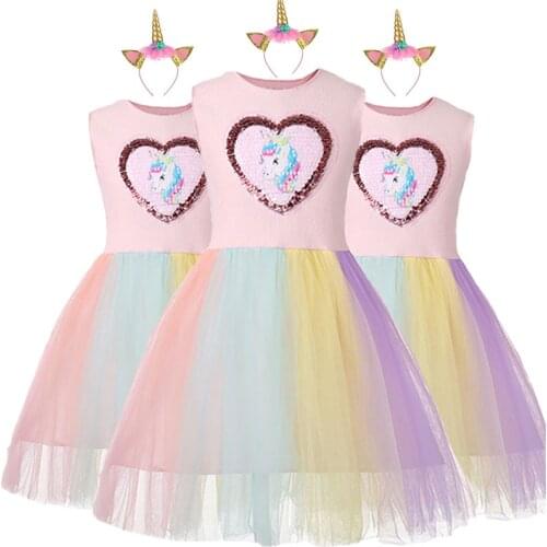 Birthday Party Princess Dress Girl Clothing Boutique Summer Unicorn Dresses Vestido Kids Childrens