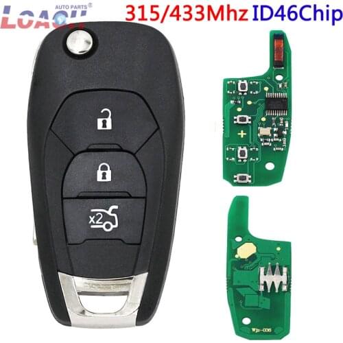 Modified 3 Button 315MHZ 433MHZ ID46 Chip PCF7941 Chip Remote Smart Car Key For Chevrolet Cruze 2014-2018 Uncut Blade