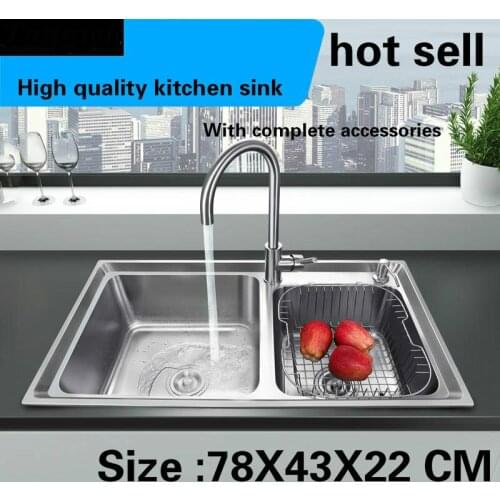 Tangwu High-grade kitchen sink food-grade 304 stainless steel double groove 0.9 MM with thick plate 78x43x22 cm