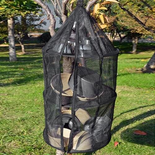 Outdoor 3 Layer Hanging Drying Net Camping Convenient Folding Holder Storage Bag Dryer Rack for Flowers Buds Plants Organizer
