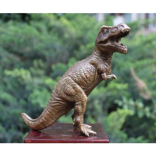 Western art Deco100% Pure Bronze Animal ancient reptile tyrannosaurus Rex Triceratops sculpture Copper kids toys small statue