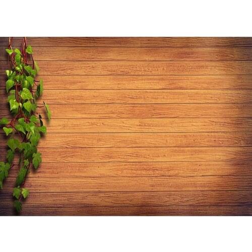 Green Leaves Wooden Wall Photography Background Vinyl Cloth Photo Shootings Backdrop for Baby Children Wedding Photo Studio