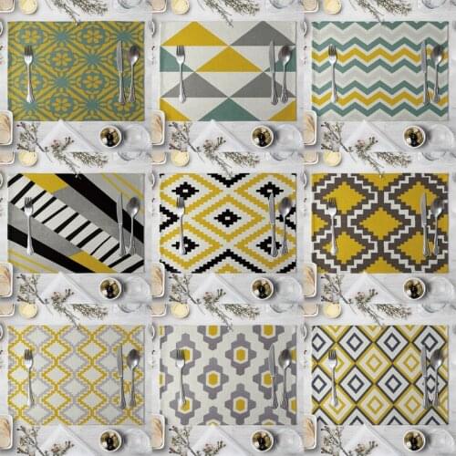Yellow Black Geometric Pattern Table Mat Creative Table Napkin For Wedding Kitchen Decor Placemat Dining Accessories