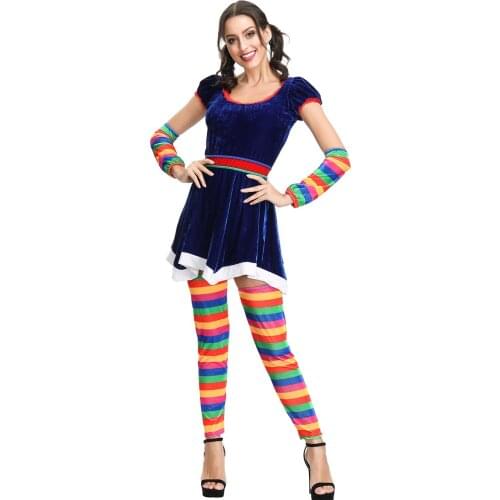 Cutie Clown Womens Halloween Costume Sexy Harlequin Circus Performer Dress