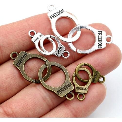 10pcs Charms Handcuffs Freedom 30x10mm 42x15mm Antique Making Pendant Fit,Bronze Tibetan Silver Color,DIY Handmade Jewelry