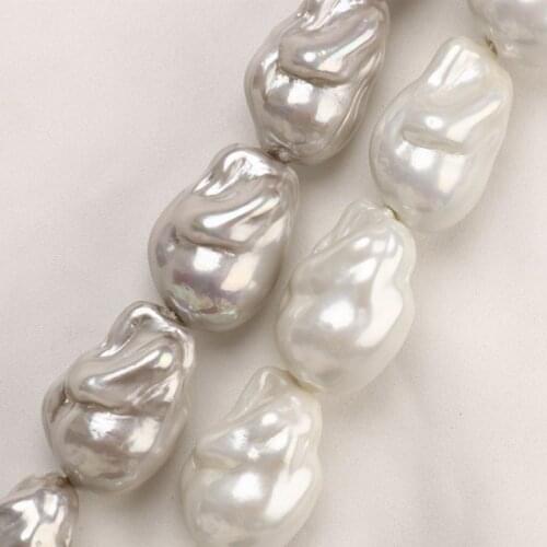 22x29MM 10Pcs Baroque Irregular White/Grey Imitation Shell Pearl Charms Ear Pendants Beads Diy Jewelry Making Findings
