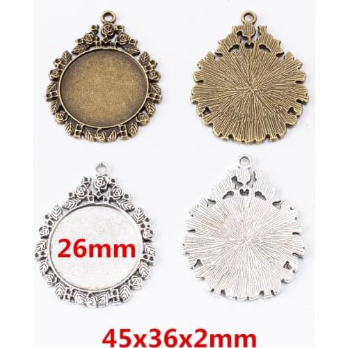 3 pcs Charms Round photo frame inner diameter 26mm Antique bronze Zinc Alloy Fit Bracelet DIY Metal Jewelry Findings 6247